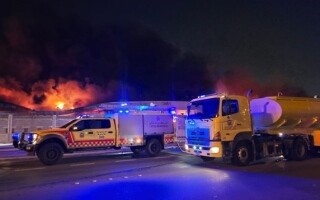 Fire on ship in Bahrain due to missile debris